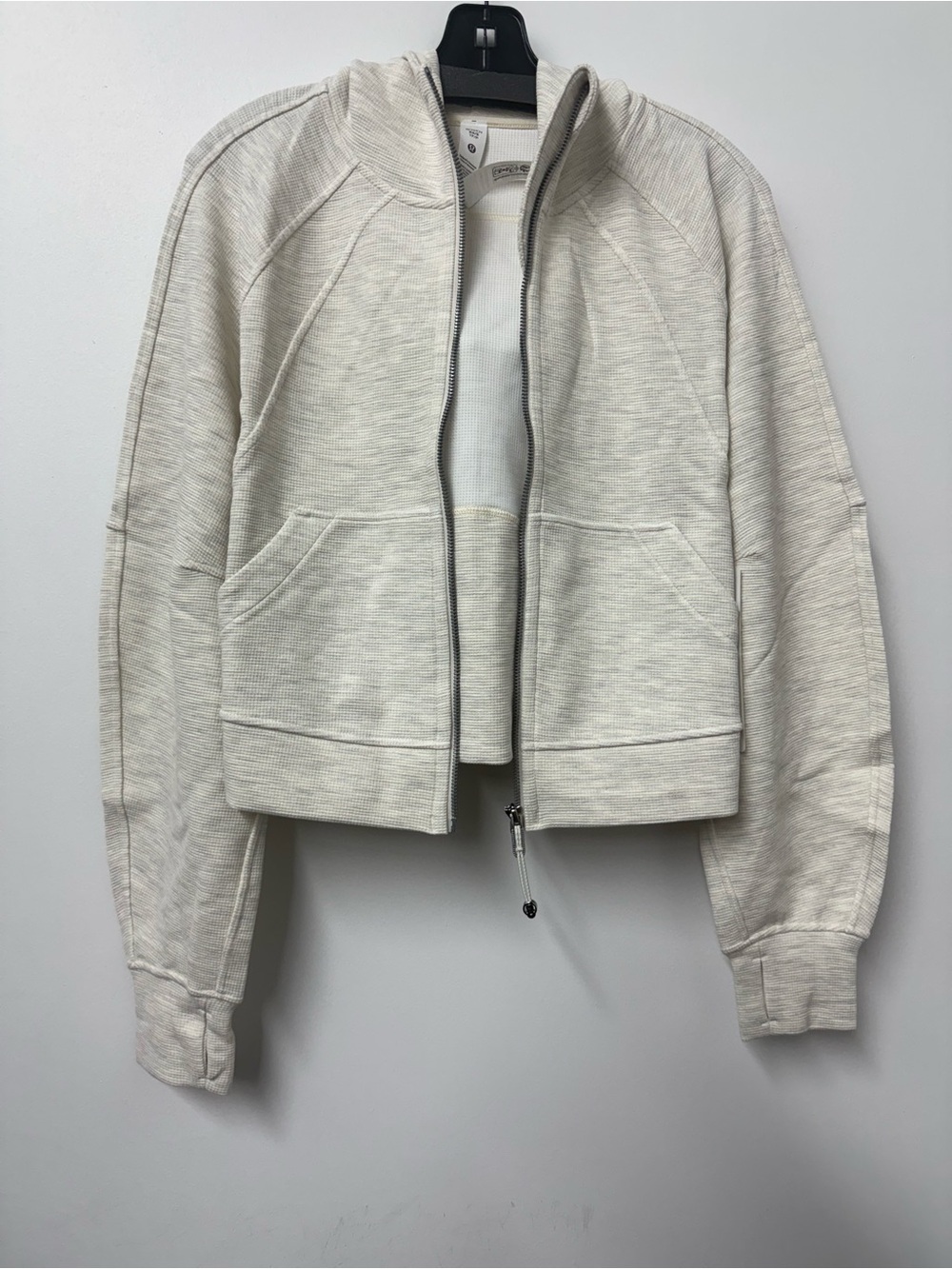 LuluLemon Scuba Oversized Full-Zip Waffle Knit Hoodie+Pant SET in Hthrd Lt Ivory - Picture 3 of 10
